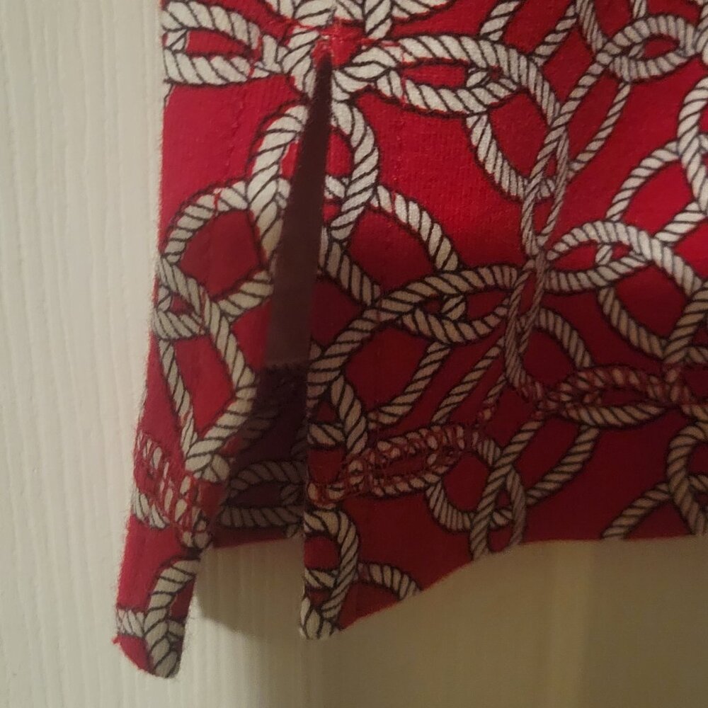 Talbots Hello Saturday Shirt Top Size L Red Circles 1/4 Zip Long Sleeve Pockets - Picture 5 of 8